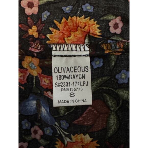 NEW Olivaceous Black Floral Thin Wide Leg Pants Women Small Boho Festival Hippie - Picture 4 of 16